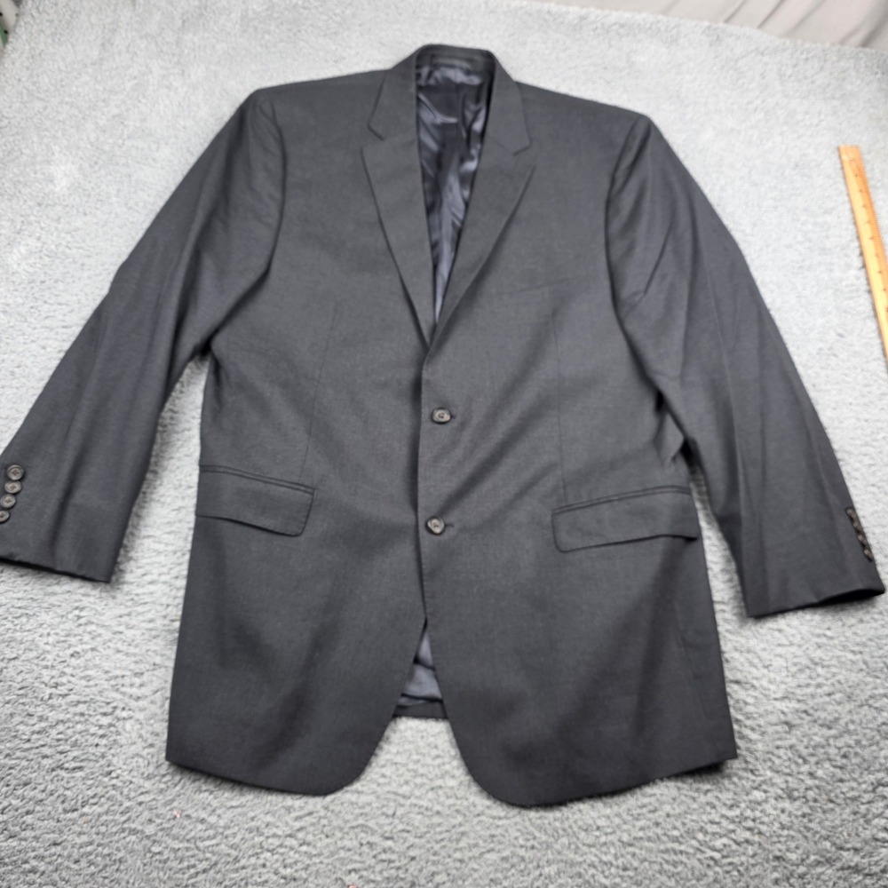 Lauren Ralph Mens 46L Slim Fit 100% Wool 2-Button Black Label Charcoal Gray‎